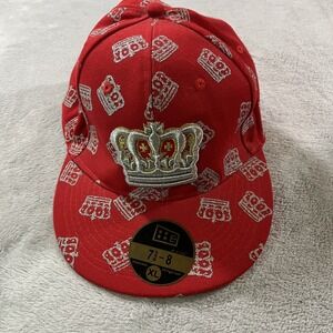 Crown King Hip Hop‎ Red Gold Silver Baseball Hat Size XL (7 3/4 - 8) E Flag Tag